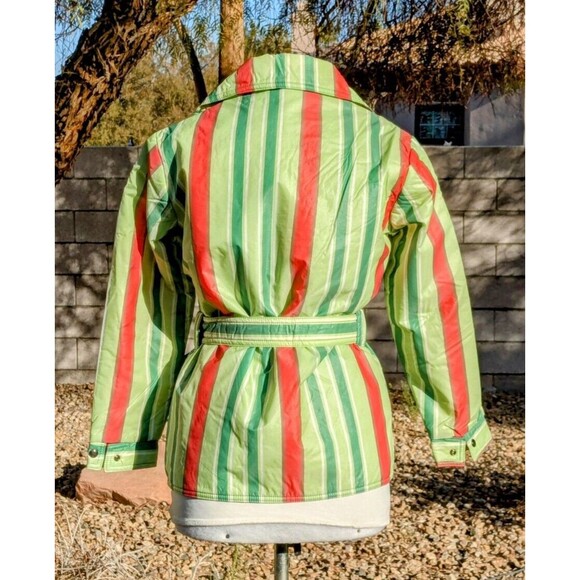 VTG 1970s Women's Petite Small Striped Nylon SkiDress France Parka Jacket EUC - Picture 4 of 8